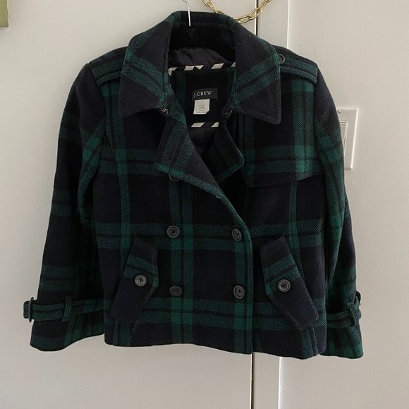 J. Crew Tartan Plaid Cropped Wool Coat - RARE